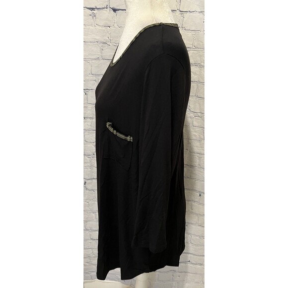 Elliott & Vine  Size 1X Black Rayon Long Sleeve Tunic Lounge Wear NWT - Picture 3 of 6